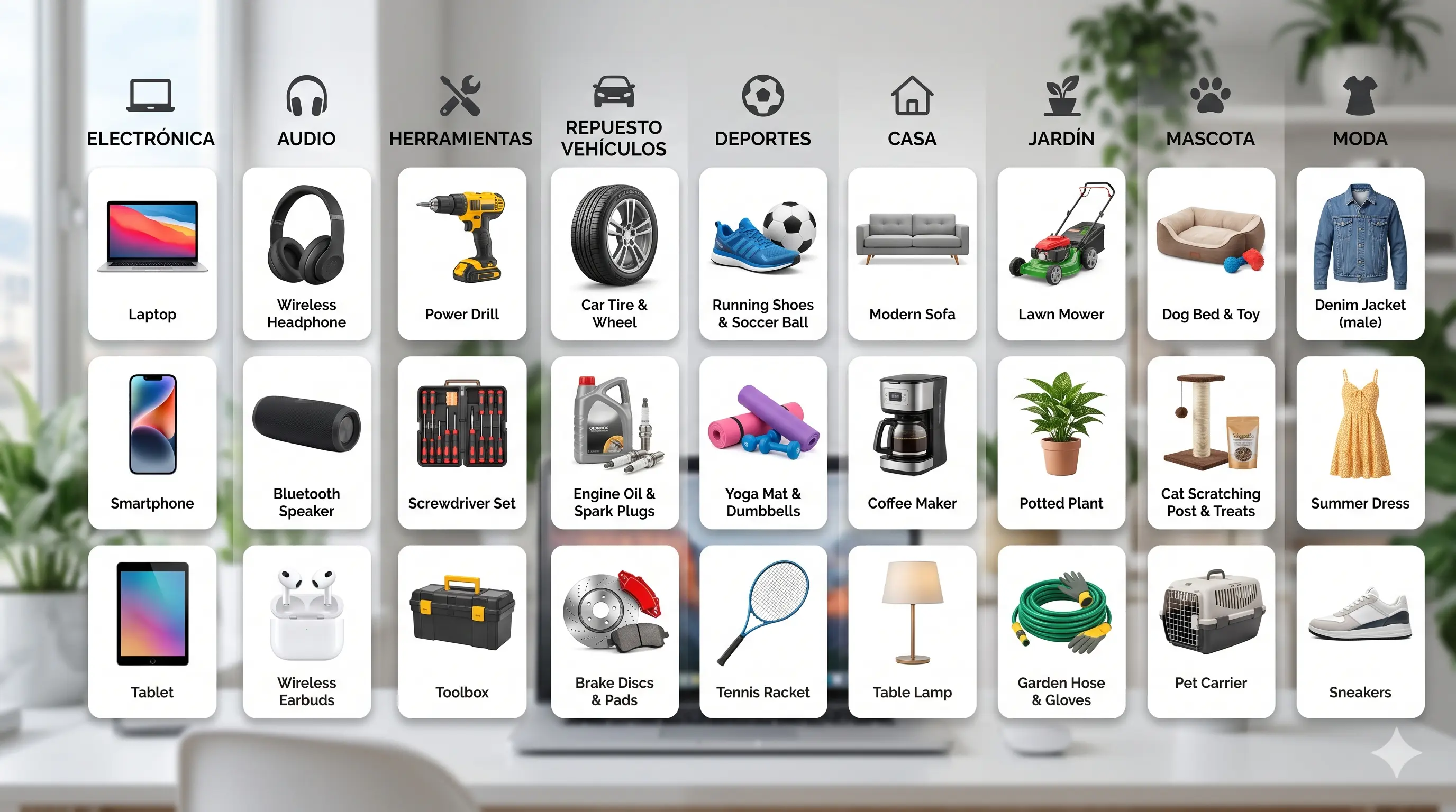 Catálogo de productos EverPrint: electrónica, audio, herramientas, repuestos, deportes, casa, jardín, mascotas y moda